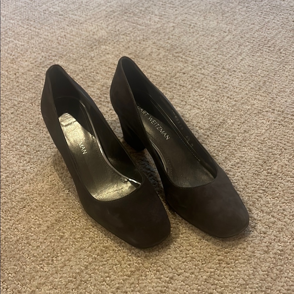 Stuart Weitzman Charcoal Grey Suede Heels
